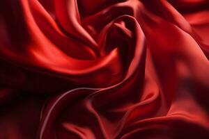 slät och mjuk röd satin silke bakgrund. generativ ai foto