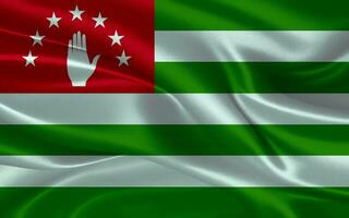 3d vinka realistisk silke nationell flagga av abkasien. Lycklig nationell dag abkhazia flagga bakgrund. stänga upp foto