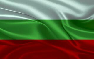 3d vinka realistisk silke nationell flagga av bulgarien. Lycklig nationell dag bulgarien flagga bakgrund. stänga upp foto