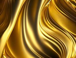 3d abstrakt gyllene bakgrund. gyllene silke lutning vågig bakgrund. ai generativ foto