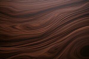 mörk valnöt trä känd för dess lyxig choklad brun nyans och virvlande spannmål trä , ai genererad foto