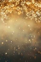 festlig guld och svart vertikal bakgrund med kopia Plats. ny år, jul, födelsedag, Övrig högtider. ai genererad. foto