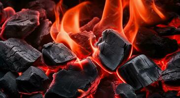 brinnande kol från en brand abstrakt bakgrund. generativ ai foto