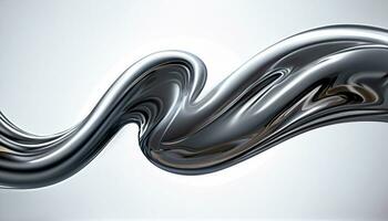abstrakt silver- lutning kurva. strömma krom flytande metall vågor isolerat på vit ai generativ. foto