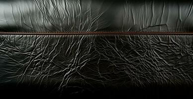 panorama- textur av svart eco läder - ai genererad bild foto