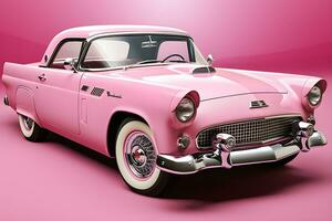 klassisk bil rosa tapet generativ ai foto