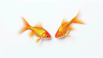 guldfisk isolerat på fast vit ai generativ foto
