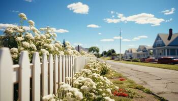 friskhet och skönhet i natur, en sommar äng av mång färgad blommor genererad förbi ai foto