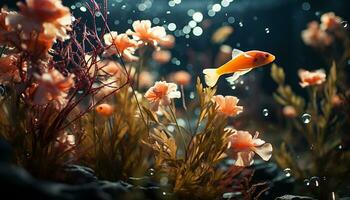 under vattnet fisk i en vibrerande korall rev, visa upp naturlig skönhet genererad förbi ai foto