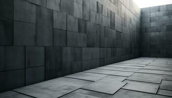 modern abstrakt design med geometrisk former på slät betong golv genererad förbi ai foto