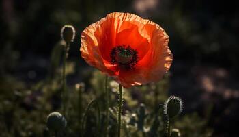 vibrerande gul vild blomma blommar i en färsk äng av grön genererad förbi ai foto