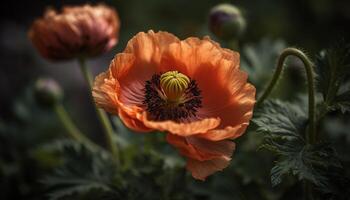 en vibrerande gul blomma huvud blommar i de äng genererad förbi ai foto