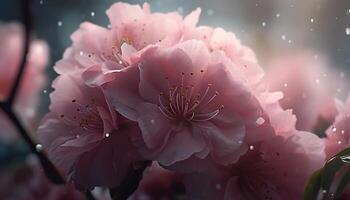 friskhet och skönhet i natur en stänga upp av en rosa blomma genererad förbi ai foto