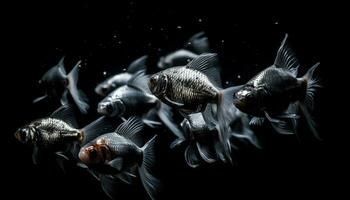 under vattnet rörelse fisk simning i blå vatten- Plats aktivitet genererad förbi ai foto