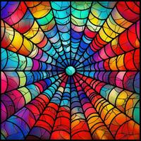 regnbåge Spindel webb i färgade glas stil foto