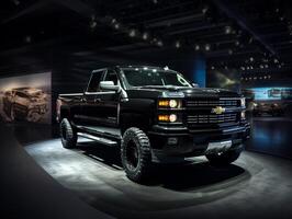 Chevrolet silverado utställning. generativ ai foto