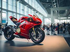 ducati panigale v4 utställning. generativ ai foto