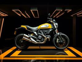 ducati scrambler utställning. generativ ai foto