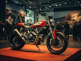 ducati scrambler utställning. generativ ai foto