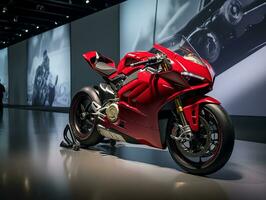 ducati panigale v4 utställning. generativ ai foto