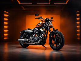 harley-davidson sportster utställning. generativ ai foto