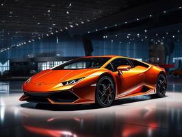 lamborghini huracan utställning. generativ ai foto