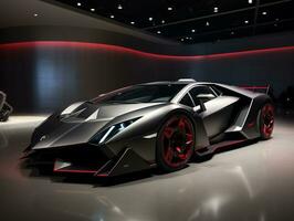 lamborghini sesto elemento utställning. generativ ai foto