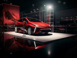 Toyota prius utställning. generativ ai foto