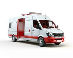 ambulans på vit bakgrund. generativ ai foto