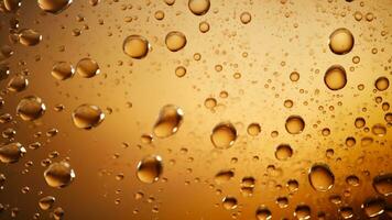 gyllene öl bubblor vatten släppa bakgrund. generativ ai foto