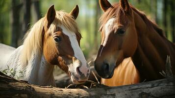 Foto av hjärtat smälter två hästar med ett betoning på uttryck av kärlek. generativ ai