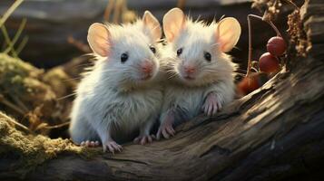 Foto av hjärtat smälter två naken råttor med ett betoning på uttryck av kärlek. generativ ai