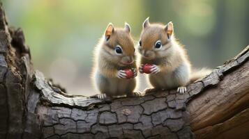 Foto av hjärtat smälter två chipmunks med ett betoning på uttryck av kärlek. generativ ai