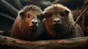 Foto av hjärtat smälter två bisoner med ett betoning på uttryck av kärlek. generativ ai