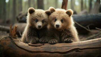 Foto av hjärtat smälter två björnar med ett betoning på uttryck av kärlek. generativ ai