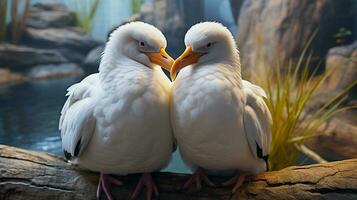 Foto av hjärtat smälter två albatross med ett betoning på uttryck av kärlek. generativ ai