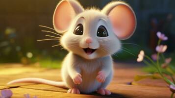 en söt liten mus i disney tecknad serie stil. generativ ai foto