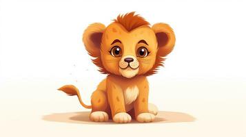 en söt liten lejon i vektor stil. generativ ai foto