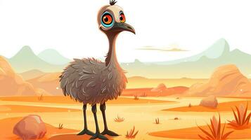en söt liten emu i vektor stil. generativ ai foto