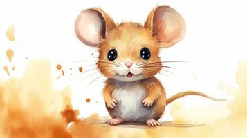 en söt liten mus i vattenfärg stil. generativ ai foto