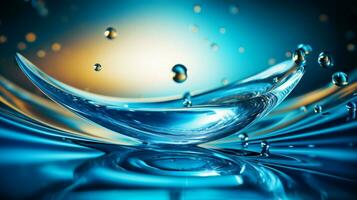 abstrakt blå vatten släppa speglar vibrerande färger foto