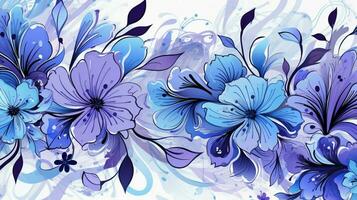 abstrakt blommig design med lila och blå blommar foto