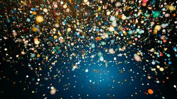 abstrakt mång färgad konfetti faller på festlig firande foto