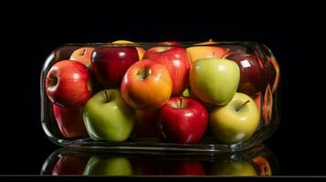 äpple färsk frukt i glas behållare foto