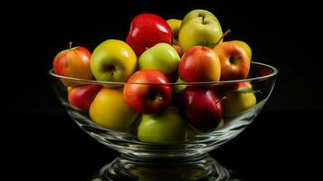 äpple färsk frukt i glas behållare foto