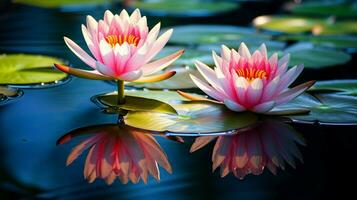 skön lotus vatten lilja speglar lugn och skönhet foto