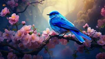 skönhet blå fågel och natur växter foto