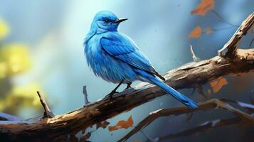 blå fågel på träd foto