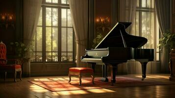 elegant stor piano inomhus scen foto