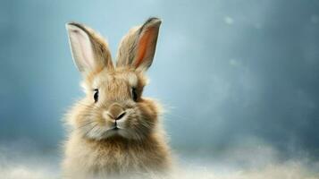 fluffig ung kanin med söt polisonger i studio skott foto